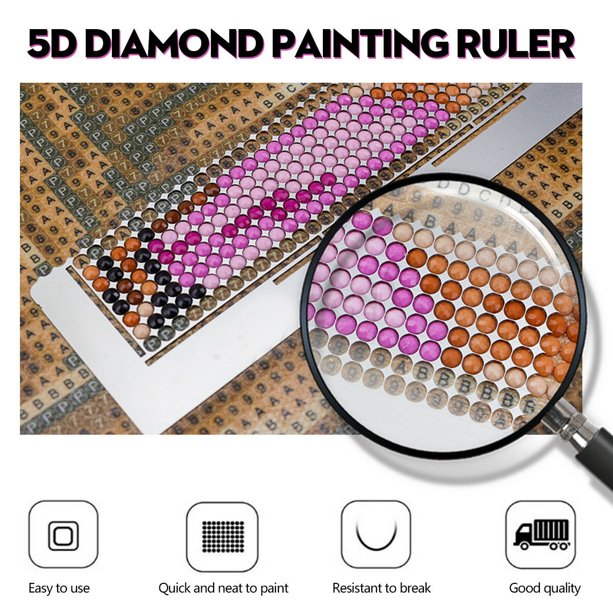 5D Diamond Painting Ruler Stainless Steel Blank Grids Round Tool For