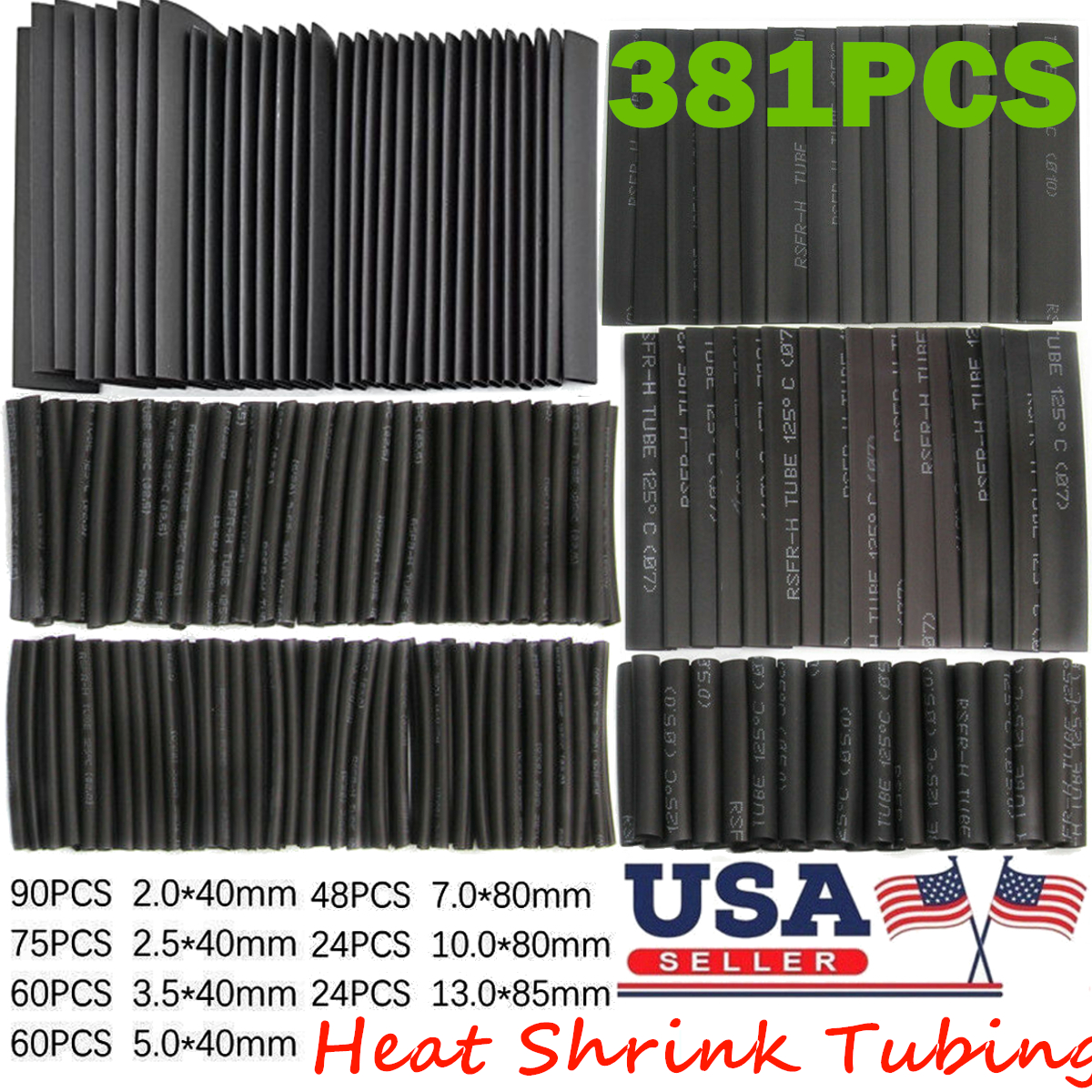 381X Heat Shrink Wire Wrap Assortment Set Tubing Electrical Connection