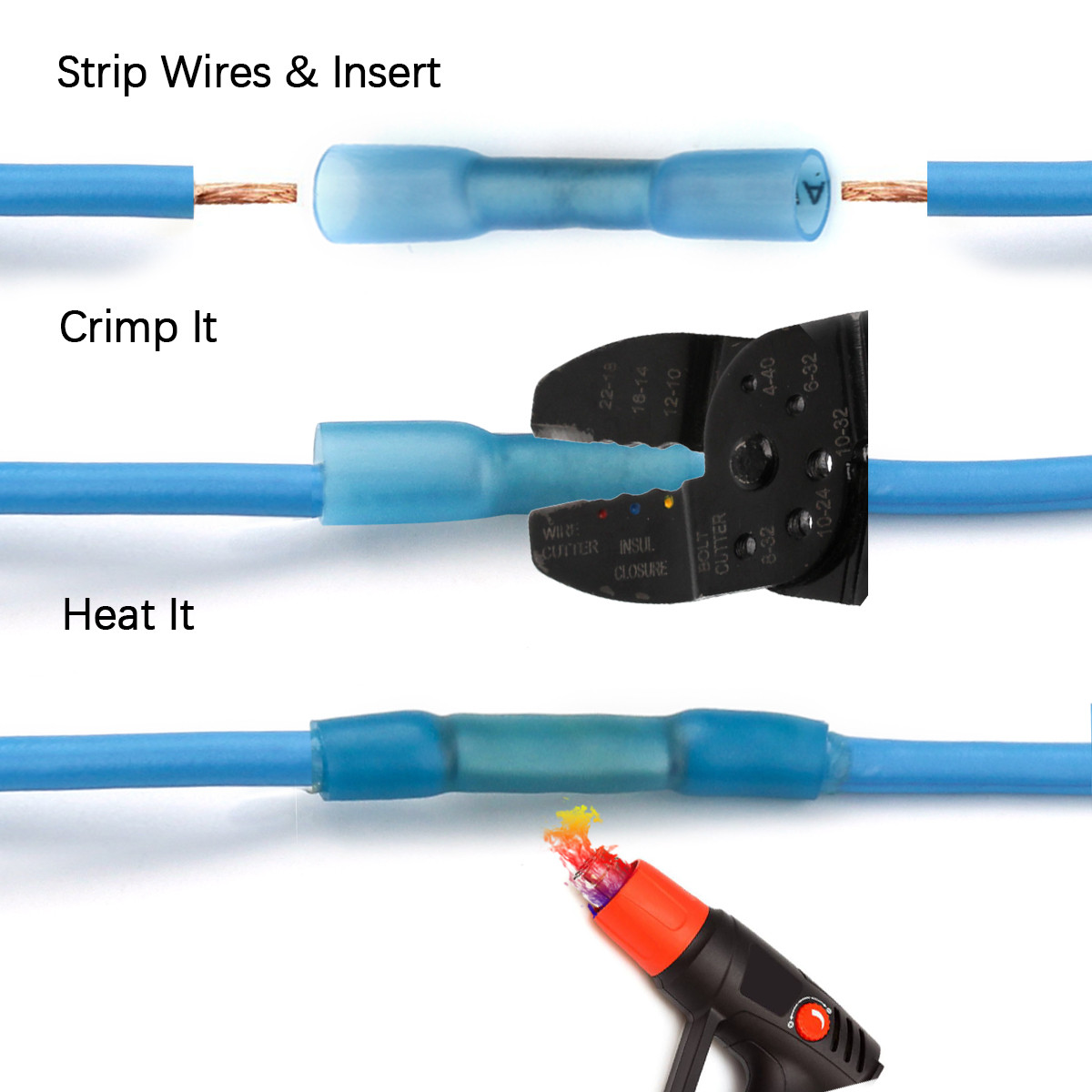 three wire butt splice connectors
