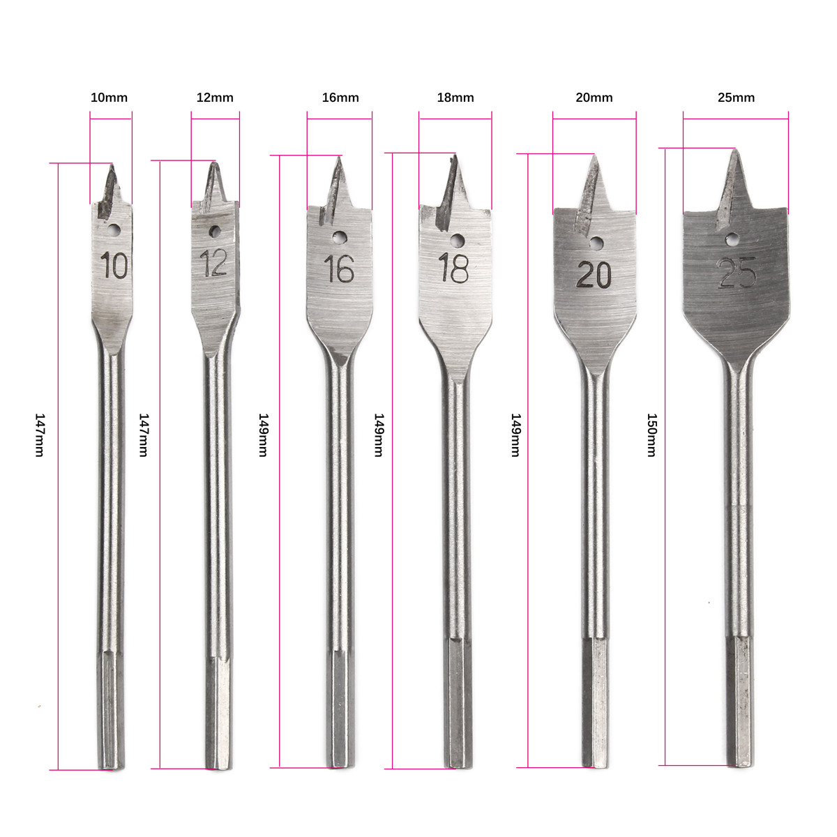 6PCS Tools Industrial Spade Paddle Flat Wood Woodworking Boring Drill Bits Kit eBay
