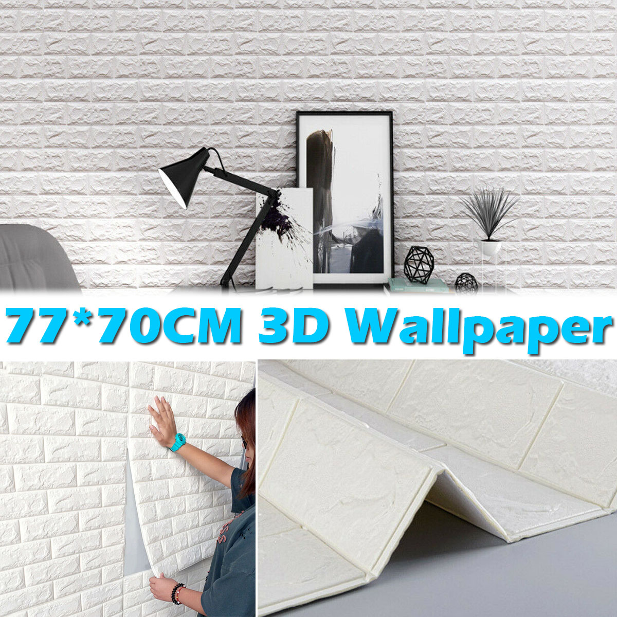 Details About 77 70cm 3d Wall Paper Panel Brick Stickers Mural Marble Adhesive Home Diy Decal