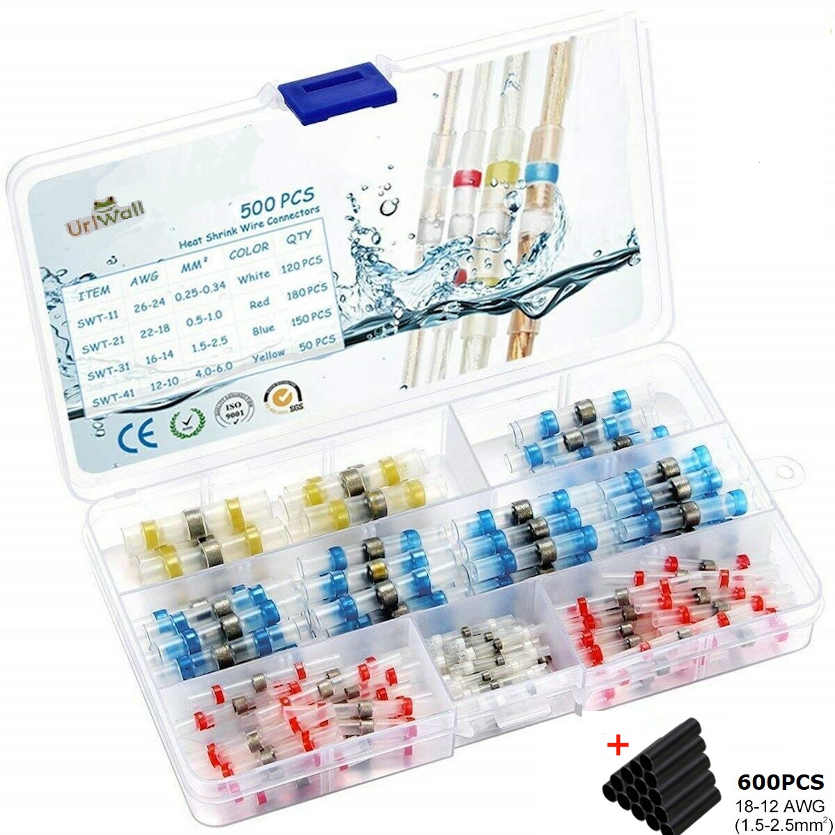 Stoßverbinder 50 STÜCK 25 Stück 0,5-1,5 mm, rot UND 25 Stück 1.5-2.5 mm, blau !