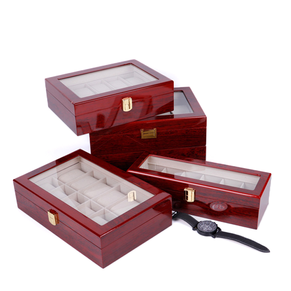 Watch Box Luxury Solid Wooden Glass Box In 2 3 5 6 10 20 Case Watch Display Uk Ebay