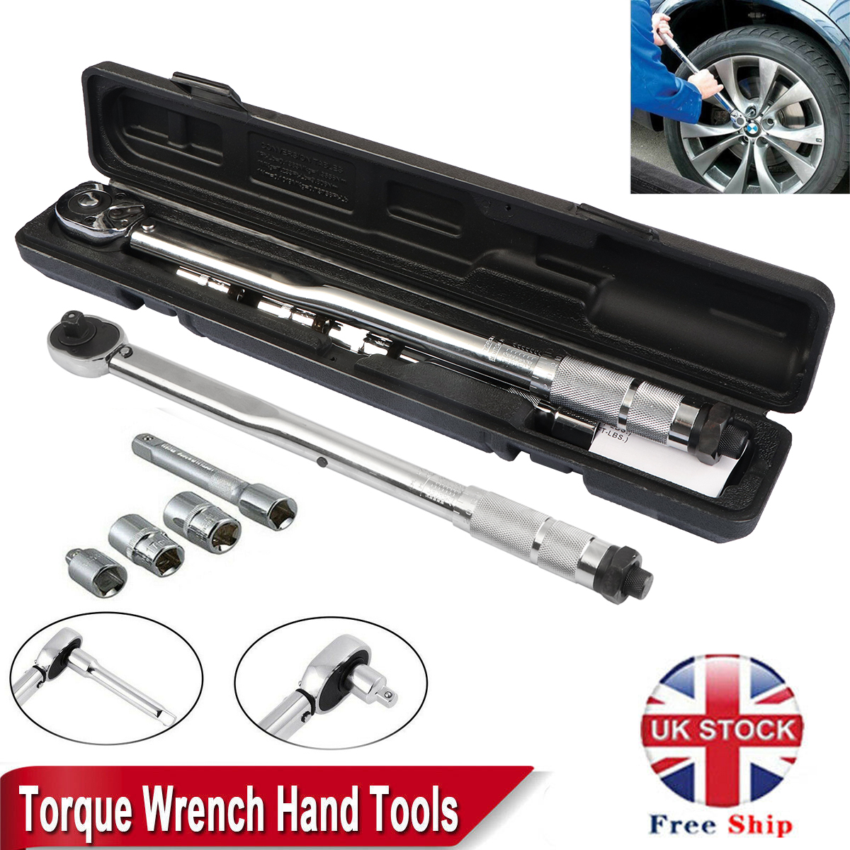 1/2" Ratcheting Torque Wrench Square Socket Drive Extension Adjust 28