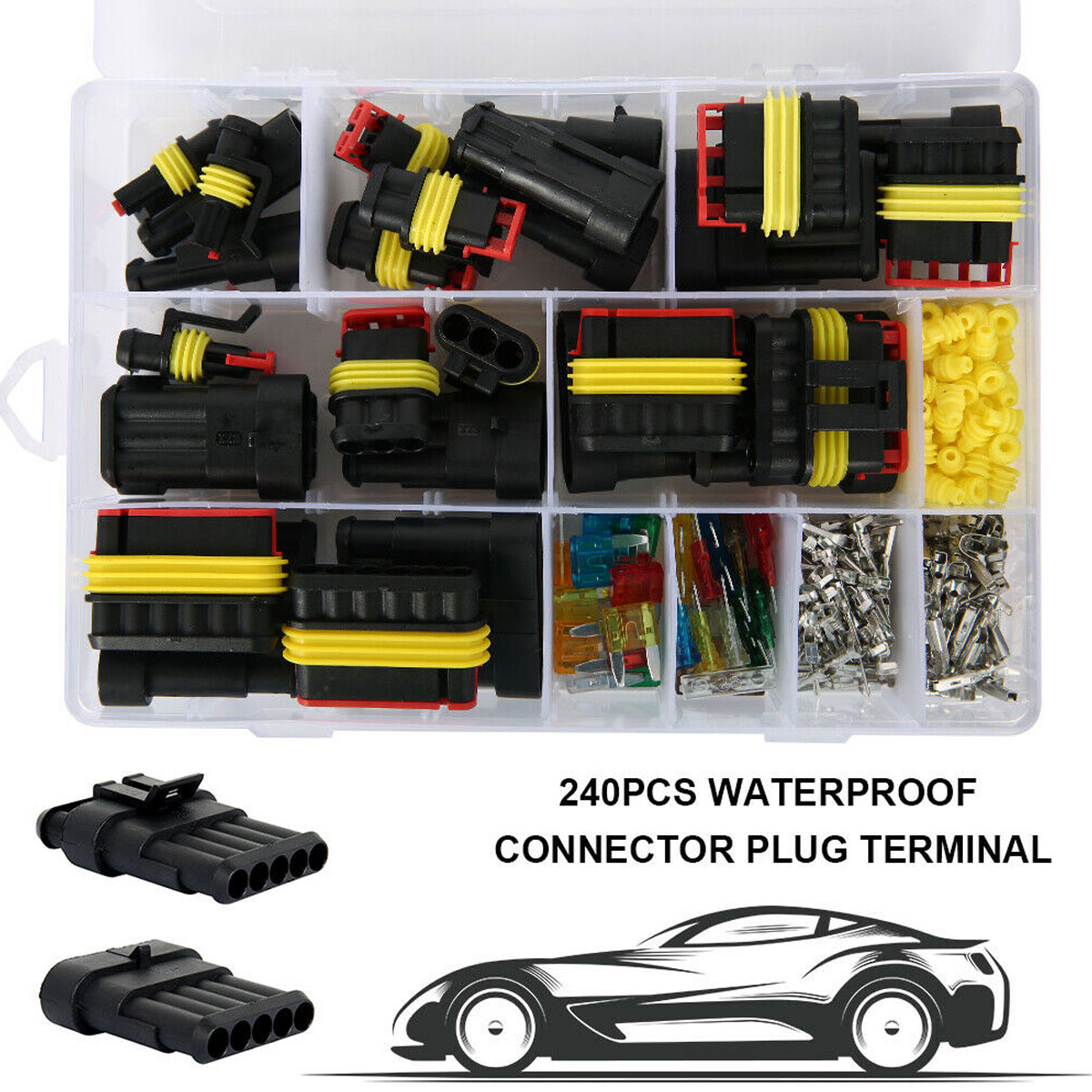 240Pcs 12V Car Electrical Wire Connectors Terminals Assortment