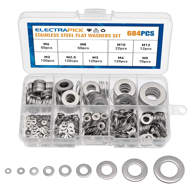 Flat Washer Stainless Steel Washers Assortment Set Value Kit,684