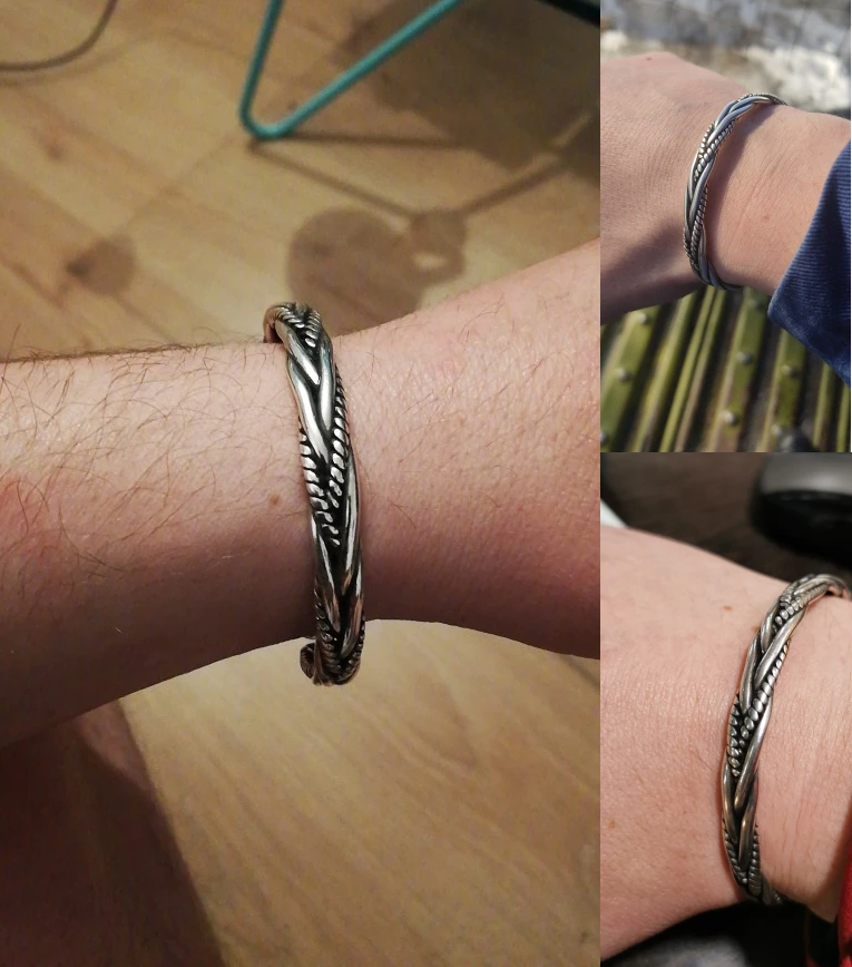 Men's Retro Silver Thai Handmade Retro Vikings Open Bangle