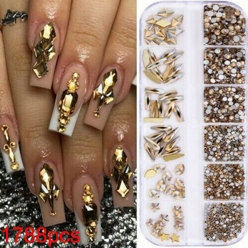 Nail Art Rhinestones Mixed Shape Flat Back Tips Decor Glass Diamond Glitter  US /