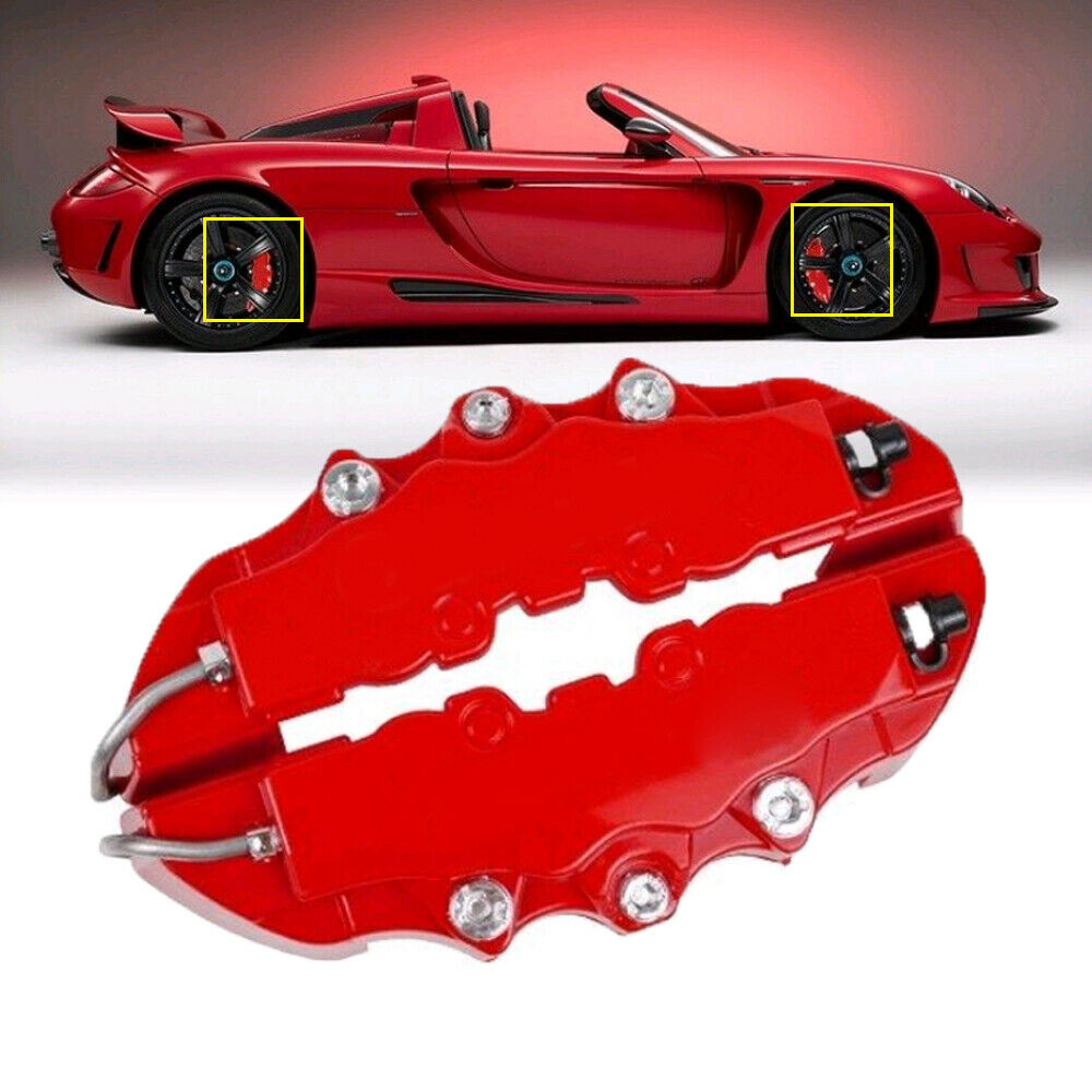 4 piezas rojas pinza de freno estilo 3d cubre universal car disc kits  delanteros y traseros