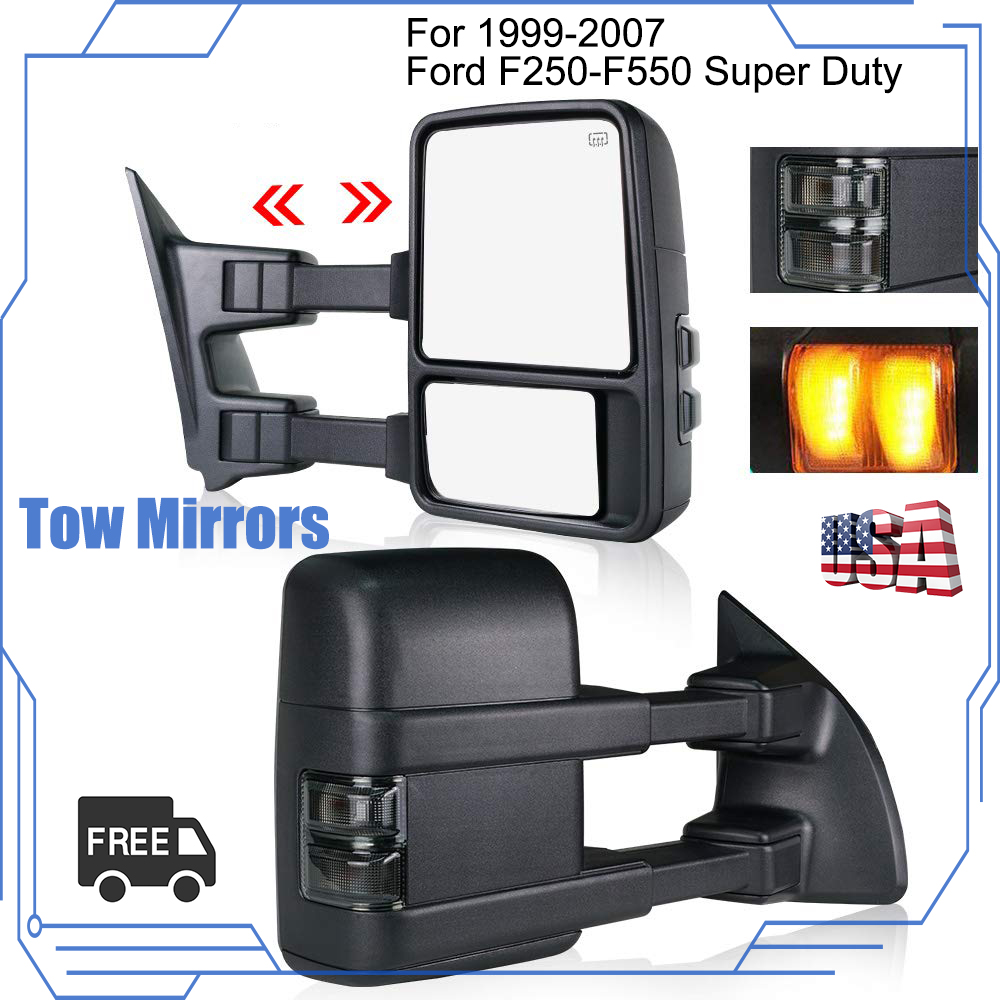 1999-2007 Ford F250 F350 Super Duty Power Heated Signal Towing Side Mirrors L+R