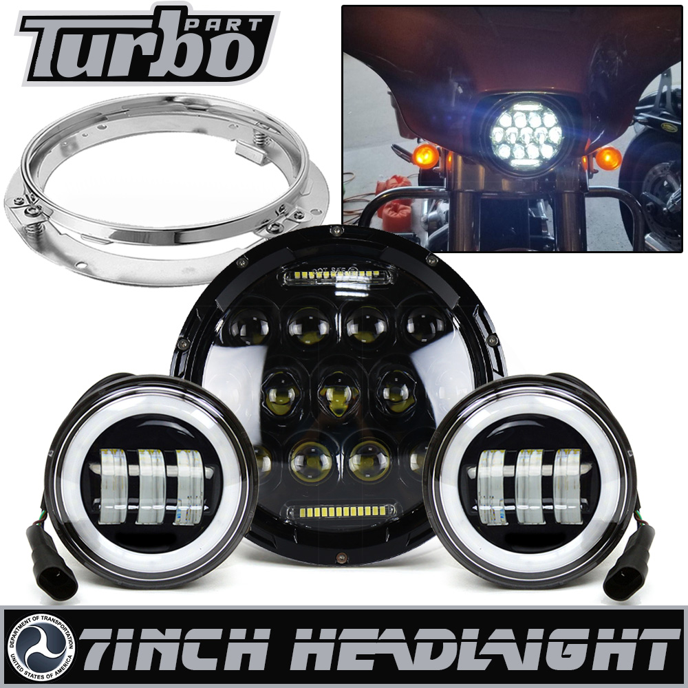 7/" Black LED Headlight Mounting Ring For Harley Street Electra Glide Touring