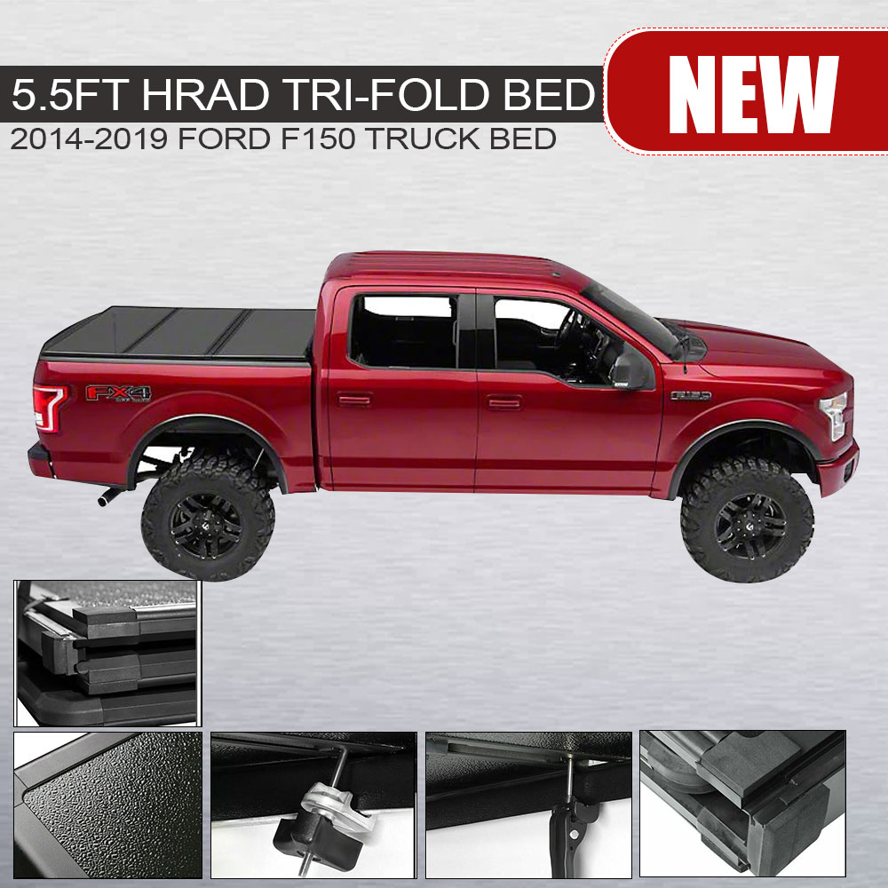 Details About Fit 14 19 Ford F150 55ft New Material Truck Bed Hard Trifold Tonneau Coverled