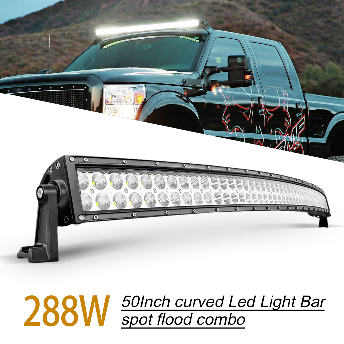50INCH 288W LED Work Light Bar Flood Spot Offroad 4WD Fog Jeep Truck SLIM PK 52/"