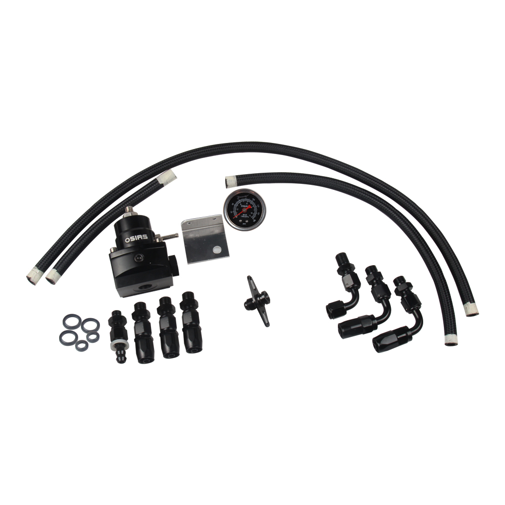 OSIAS New Black Adjustable Fuel Pressure Regulator Kit AN 6 Fitting End