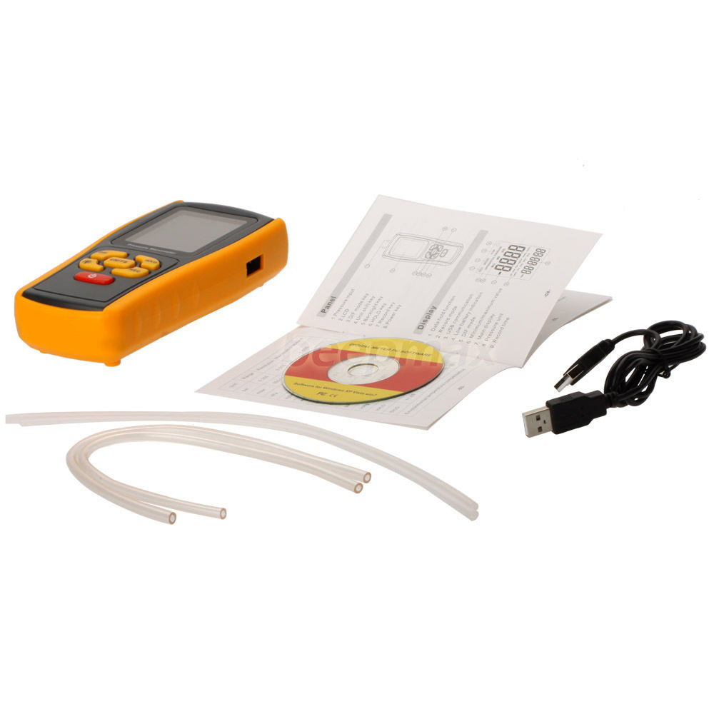 Portable USB Digital Manometer Differential Air Pressure Gauge Data