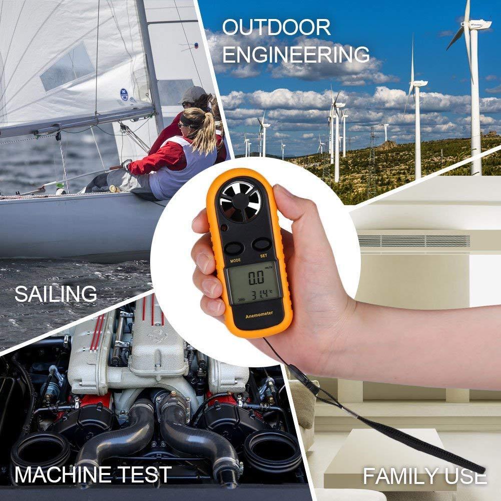 Anemometer Handheld Digital LCD Wind Sailing Speed Velocity Thermometer