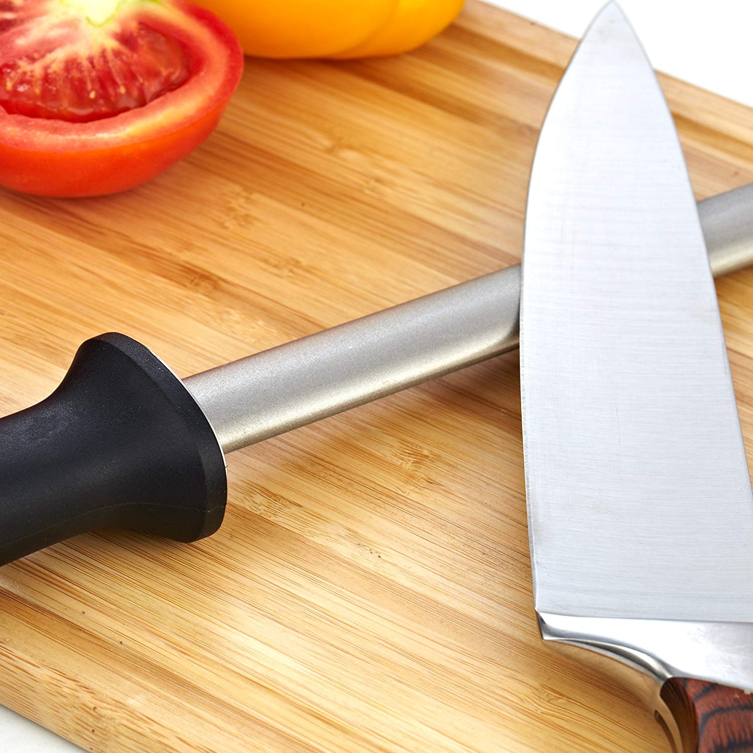 Diamond Knife Sharpening Steel Knife Sharpener Rod Stick For Butcher Chefs 12 Ebay