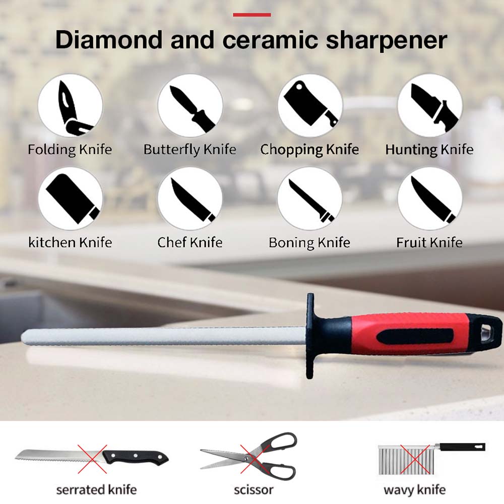 Professional 10 inch Ceramic Sharpening Rod Knife Sharpener Stick