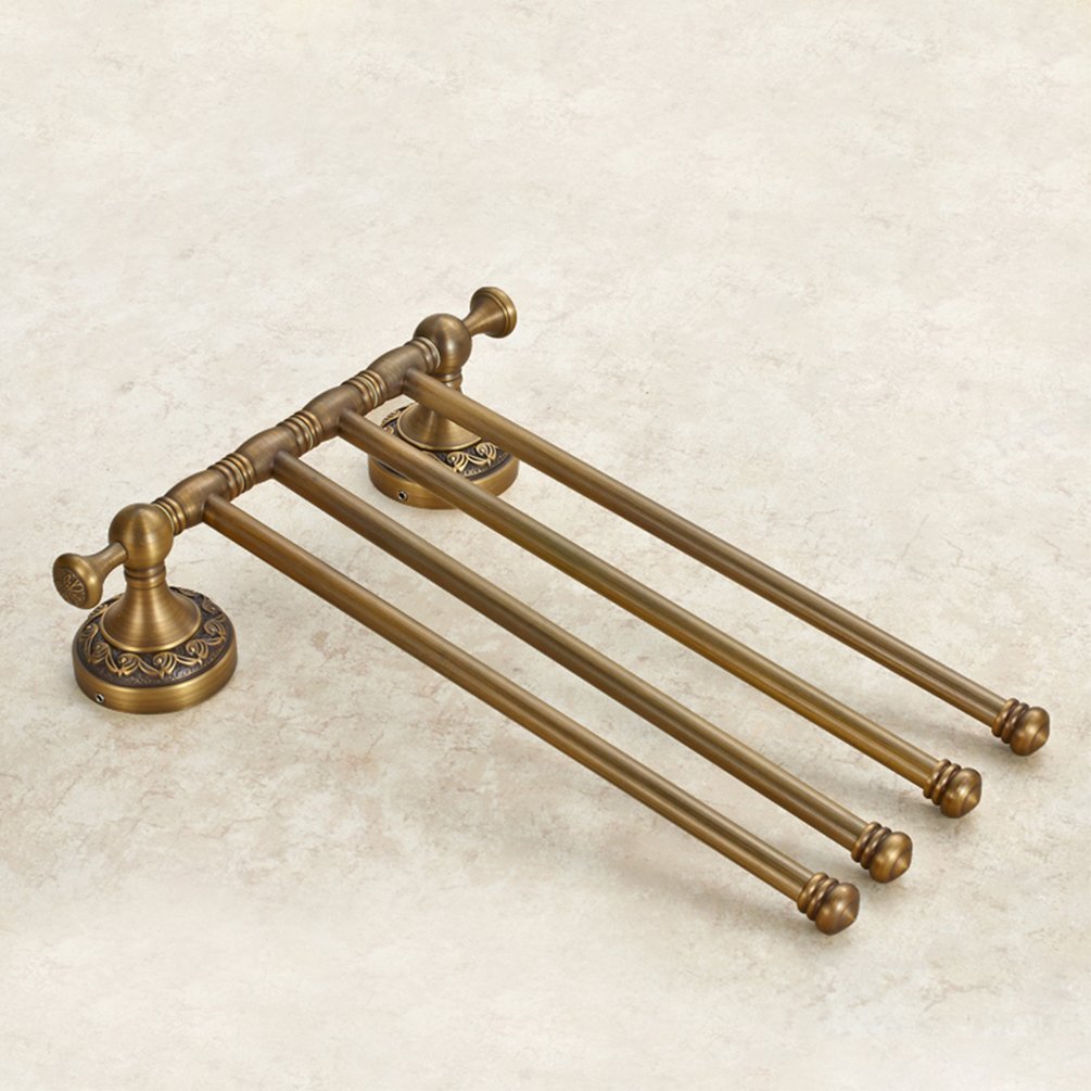 Antique Brown Brass Towel Rack Bar Wall Mounted Towel Hook 4 Moving