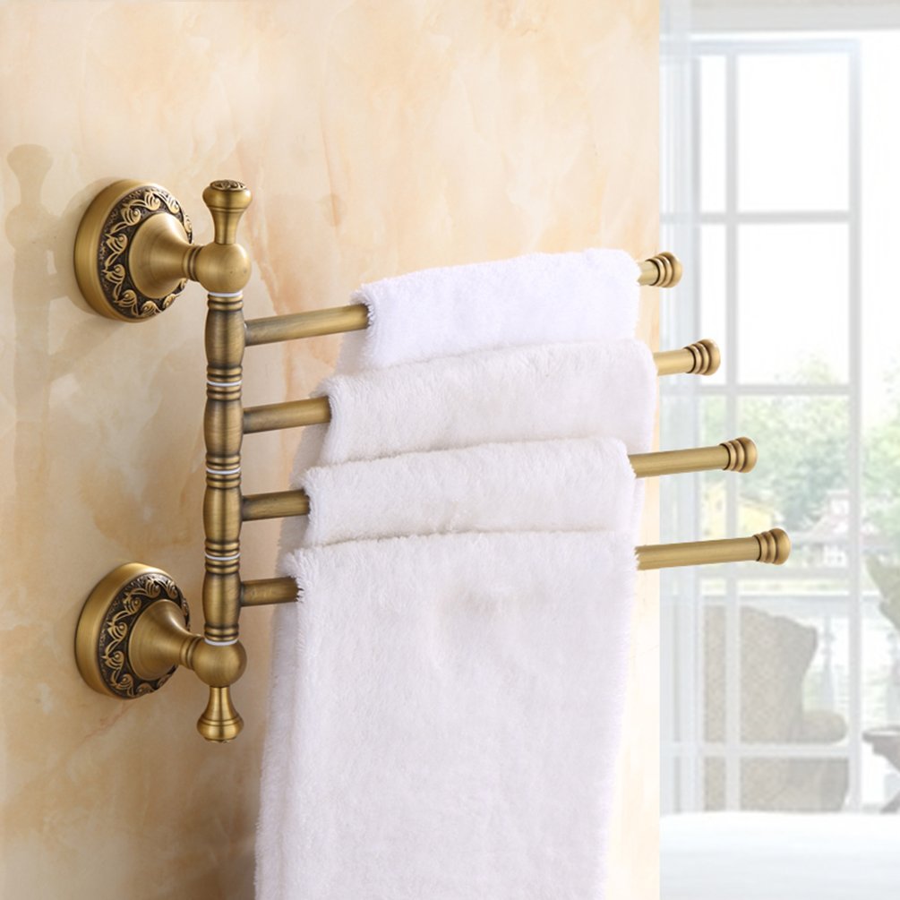 Antique Brown Brass Towel Rack Bar Wall Mounted Towel Rail 4 Moving ...