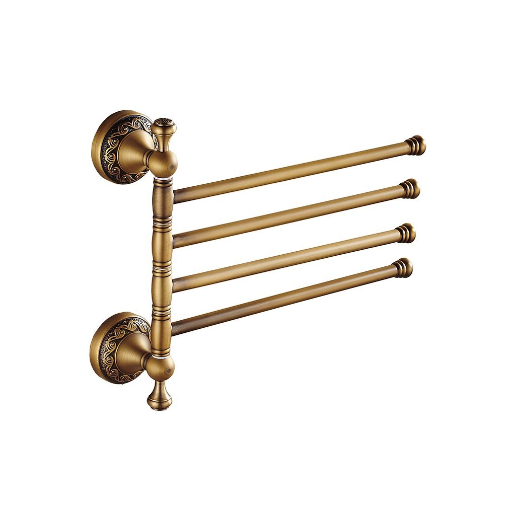Antique Brown Brass Towel Rack Bar Wall Mounted Towel Hook 4 Moving