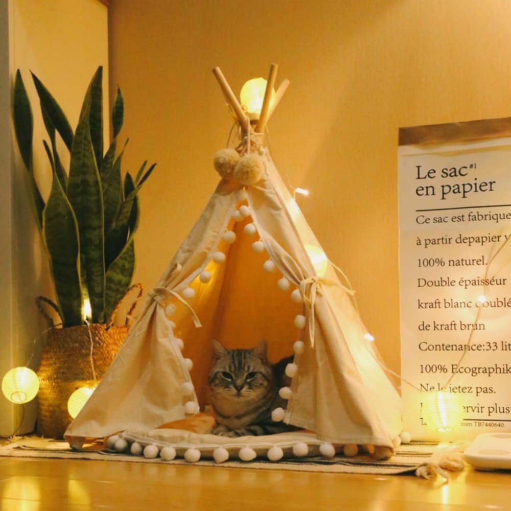Cat Bed Wigwam House for Cats Cat Bed Furniture Wooden Pet House