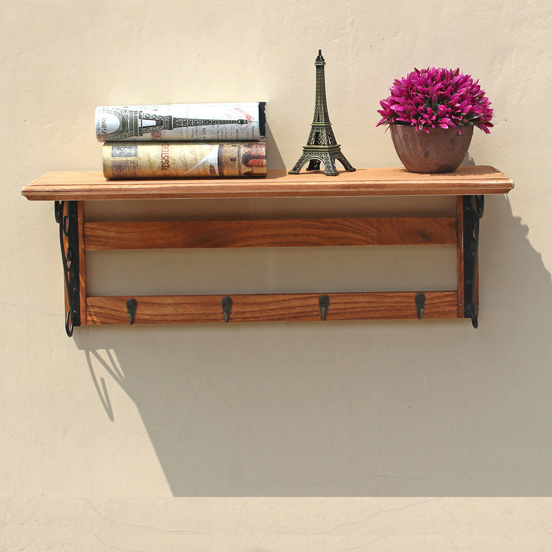 Details About Shelf Metal Wood Storage Holders Racks Hat Key Wall Mounted