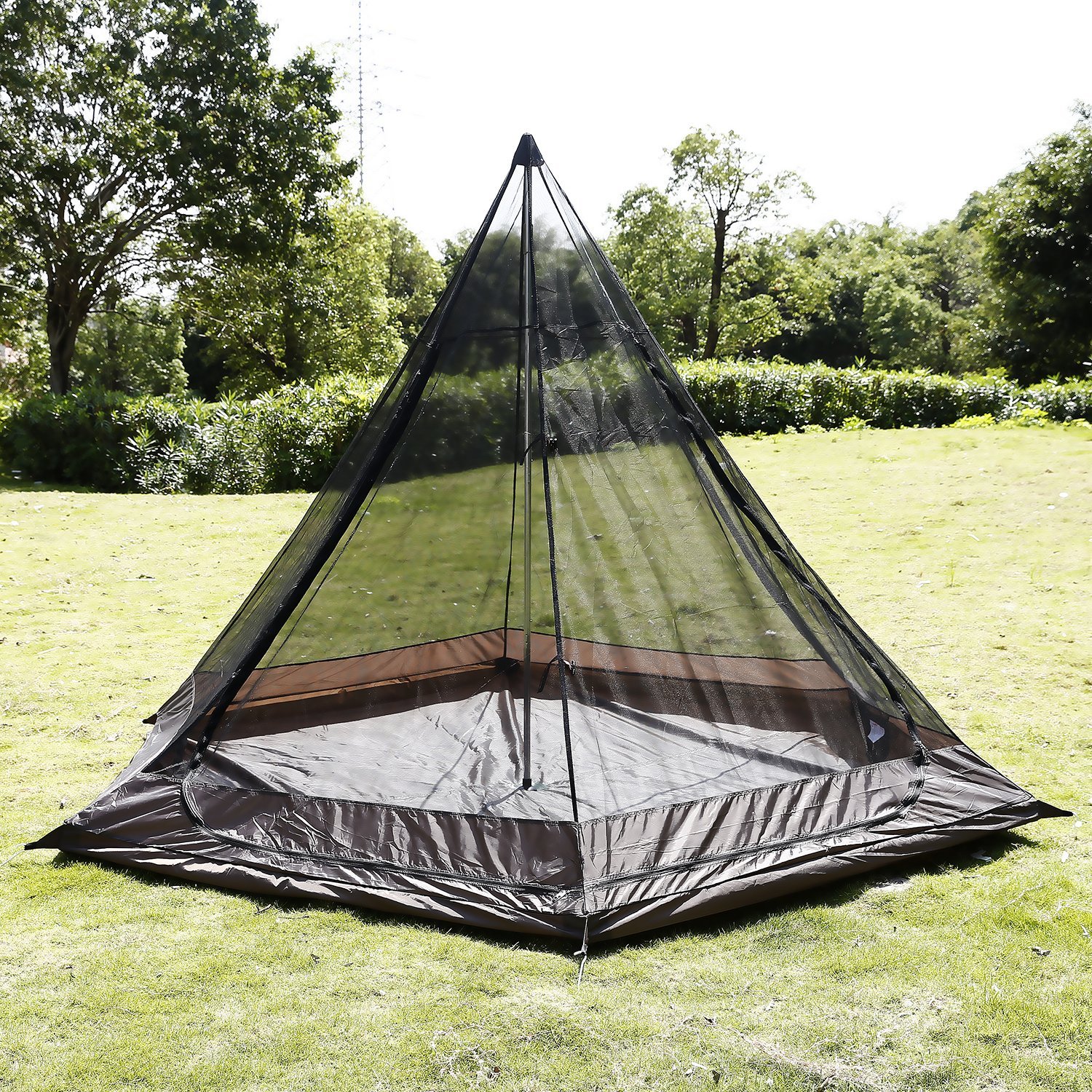 4Person Mesh Teepee Tent 10ft Waterproof DoubleLayer Yurt Family Tent