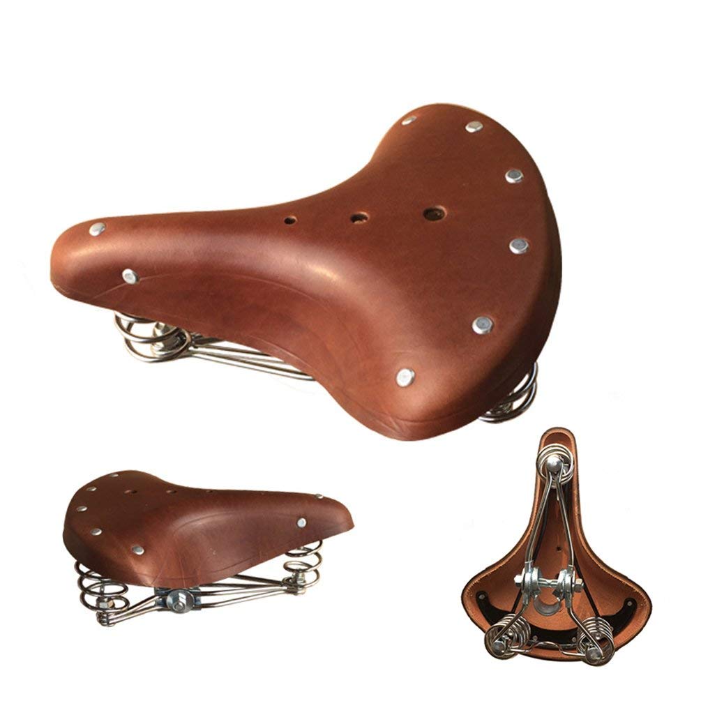 Vintage Retro Bicycle Bike Saddle Cycle Genuine Leather Seat Spring Comfort Seat eBay