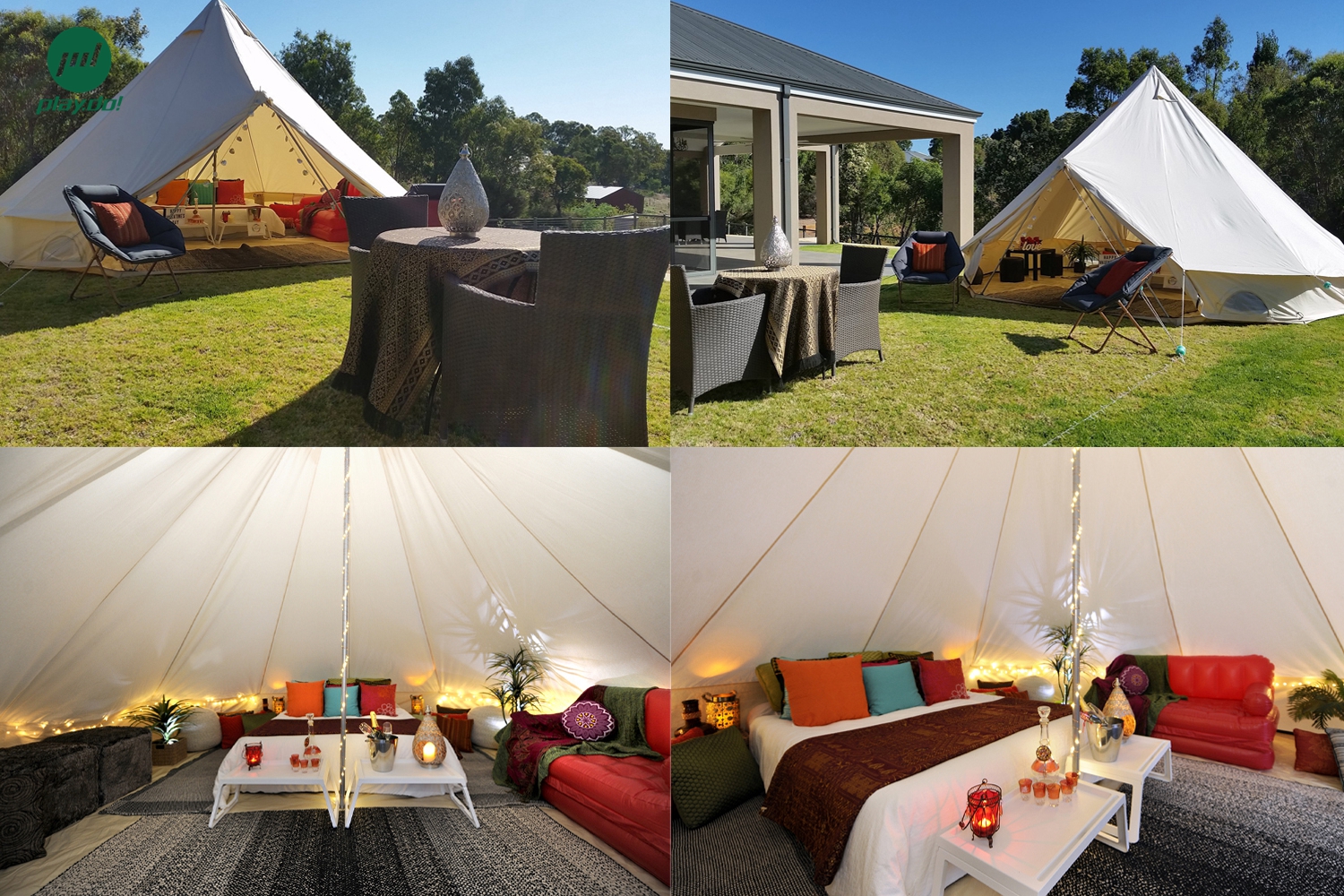 3m Canvas Glamping Tent Family Camping Party Bell Tent Waterproof