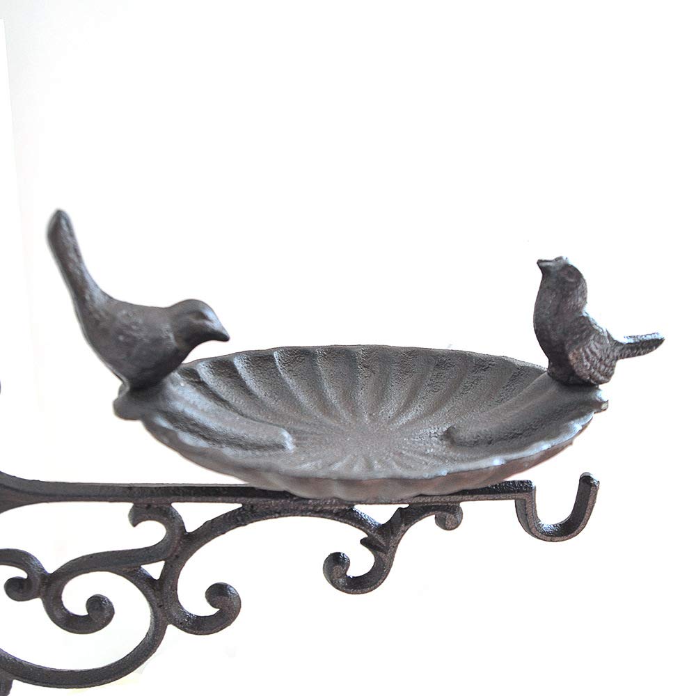 1PC Rustic Bird Bath Feeder Cast Iron Bird Bath Hanging Plant Patio