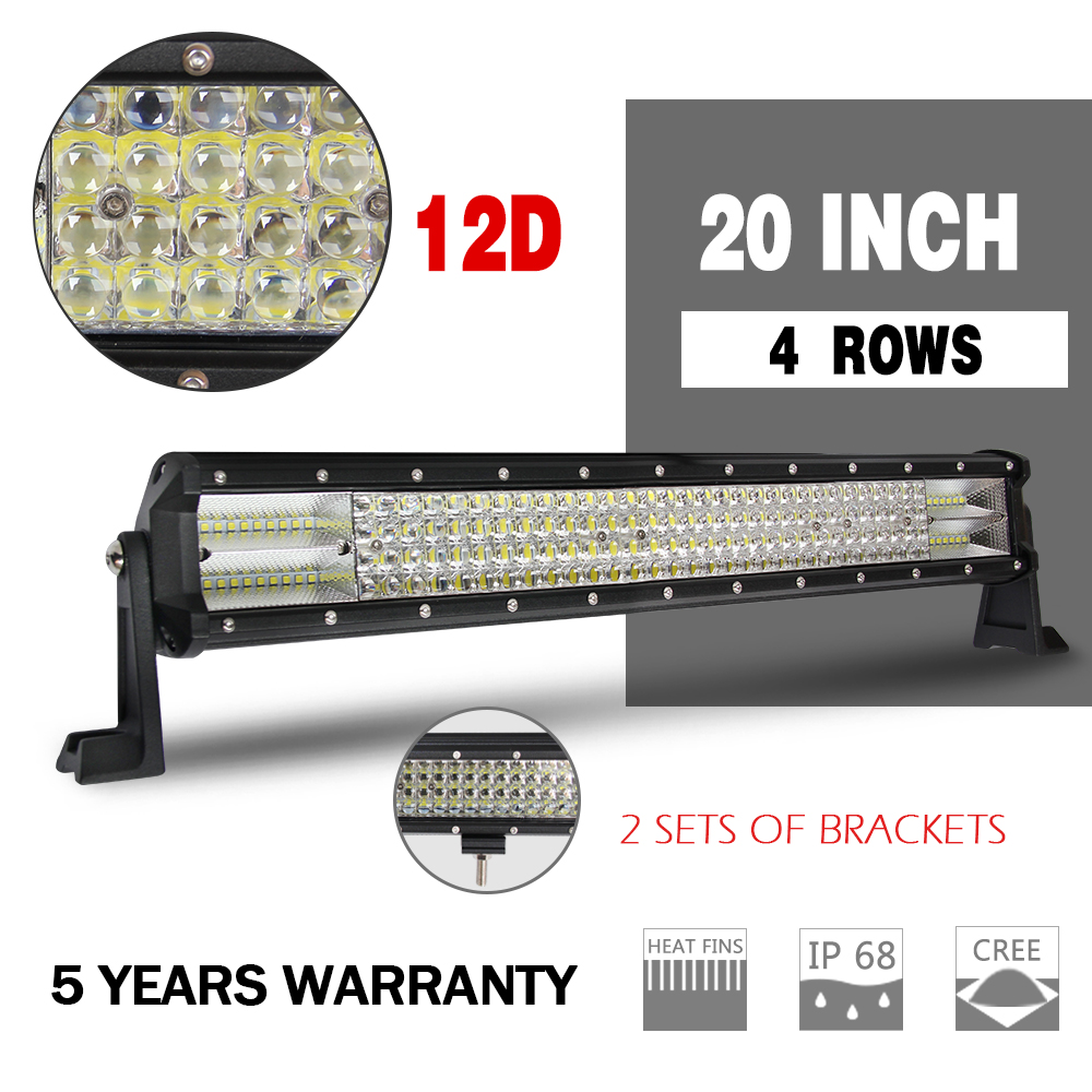 10D 22/" 1200W 4 ROW CREE LED WORK LIGHT BAR SPOT FLOOD COMBO Ford VS 24/" 23/" 20/"