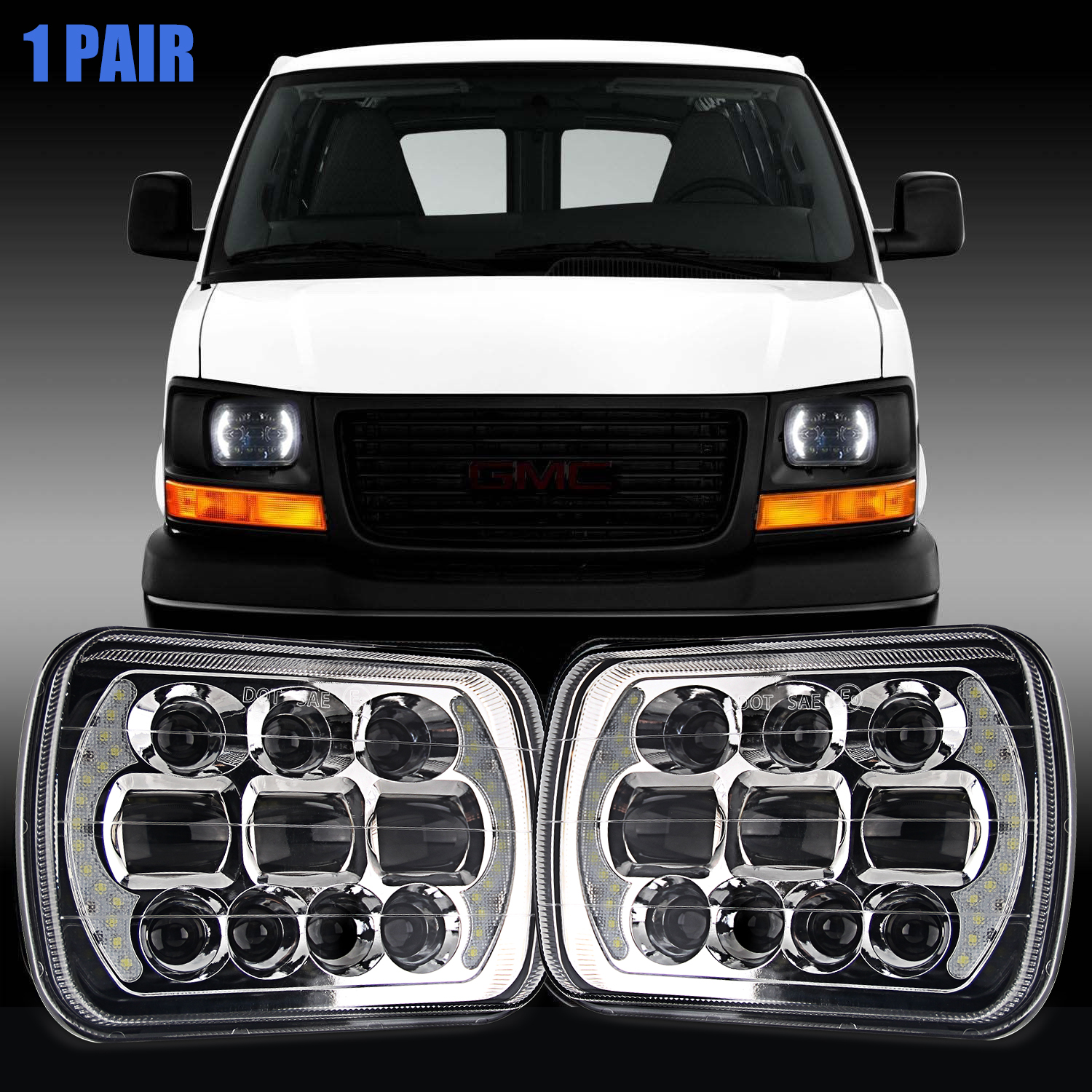 DOT 7X6 5x7 LED Headlight Hi//Lo Beam For Chevy Express Cargo Van 1500 2500 3500