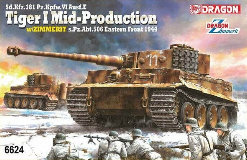 DRAGON 1/35 6624 Tiger I Mid-Production w/Zimmerit 1944