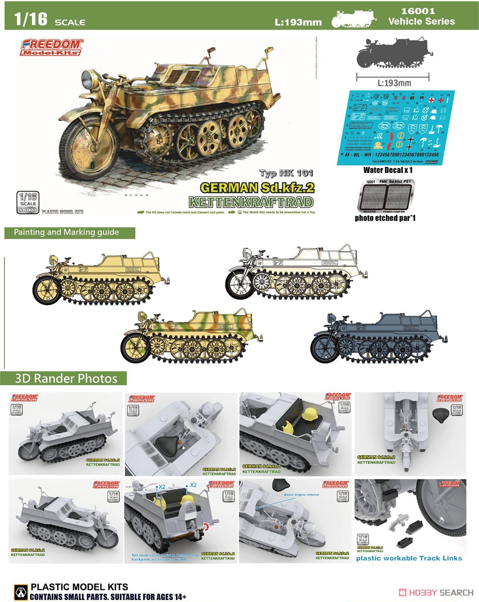 FREEDOM 16001 1/16 WW.II German Sd.kfz.2 Ketten Kraftrad