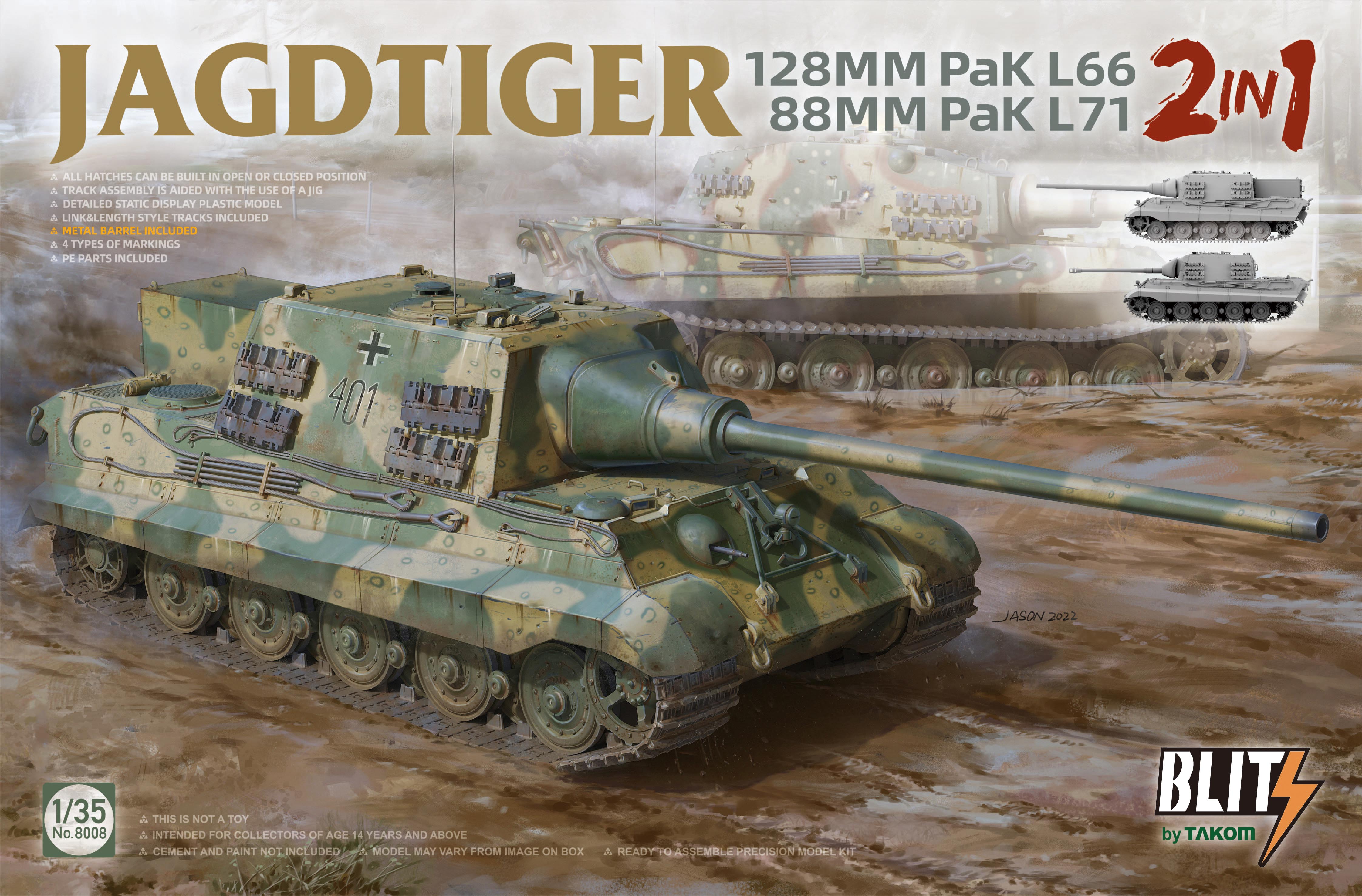 Takom 8008 1/35 Jagdtiger 128mm Pak L66 & 88mm Pak L71 (2 in 1