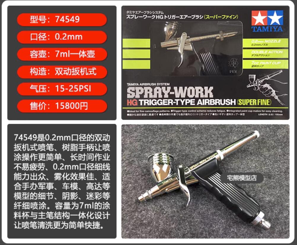 Tamiya 74549 SPRAY-WORK HG TRIGGER-TYPE AIRBRUSH SUPER FINE 0.2mm