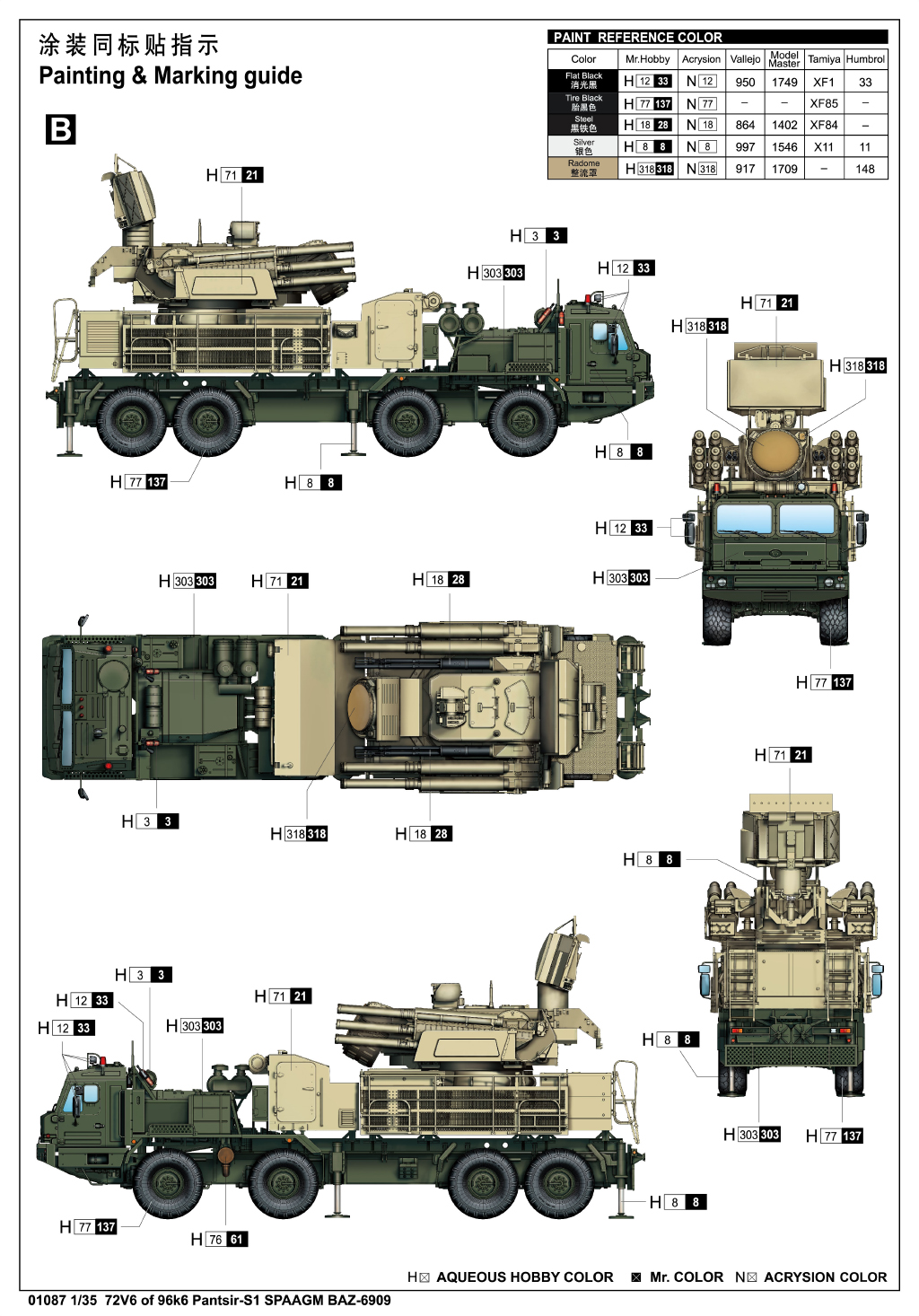 TRUMPETER 01087 1/35 Scale Russian 72V6 of 96k6 Pantsir-S1