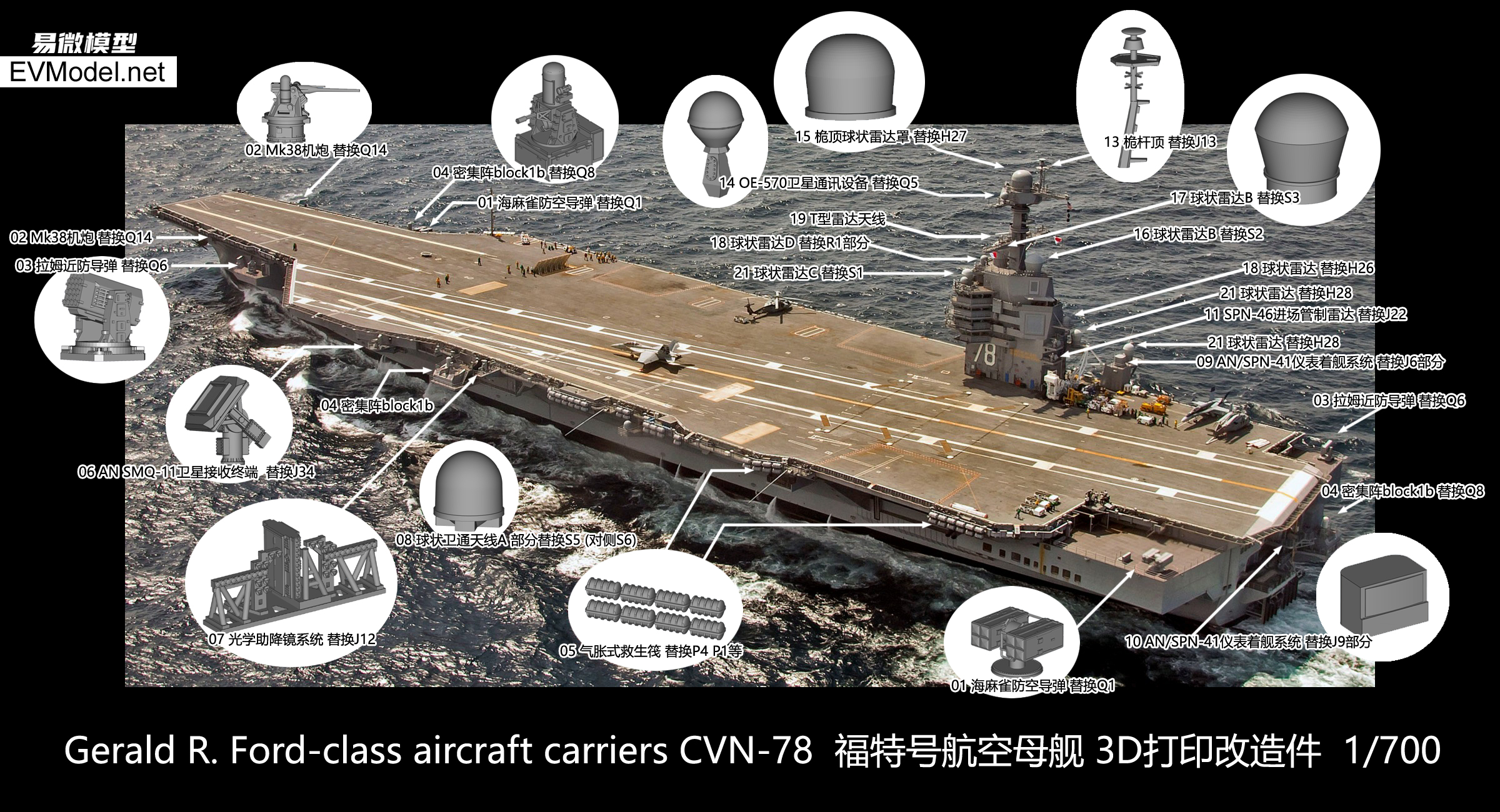 新品未開封　CVN-78 Gerald R. Ford プラモデル 1/700 1/700 Magic Factory Clear Painted USS Gerald R. Ford CVN-78