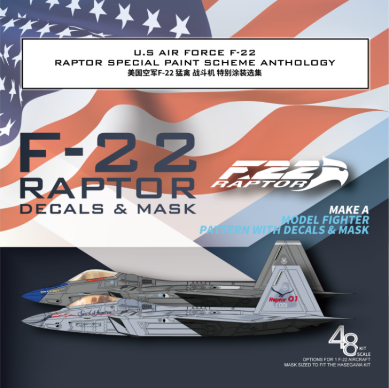 Galaxy D48058 1/48F-22 RAPTOR SPECIAL PAINT SCHEME CAMO DIE-CUT