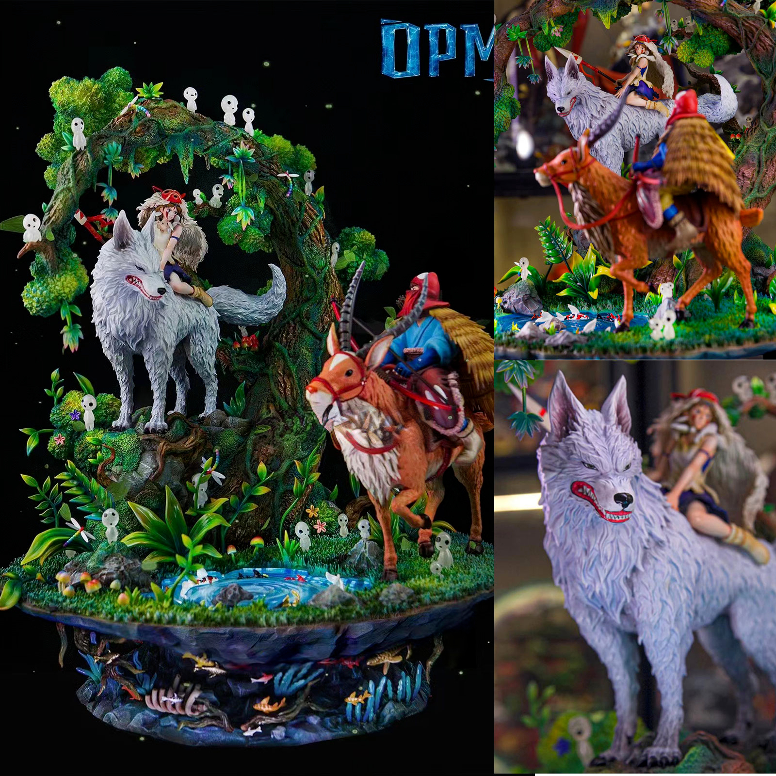 OPM Studios Mononoke Hime Resin Model Princess Mononoke Statue LED