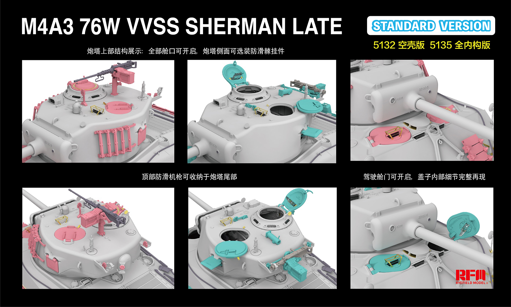 タイガ RYEFIELD RM5132 1/35 M4A3 76W VVSS SHERMAN LATE Shell