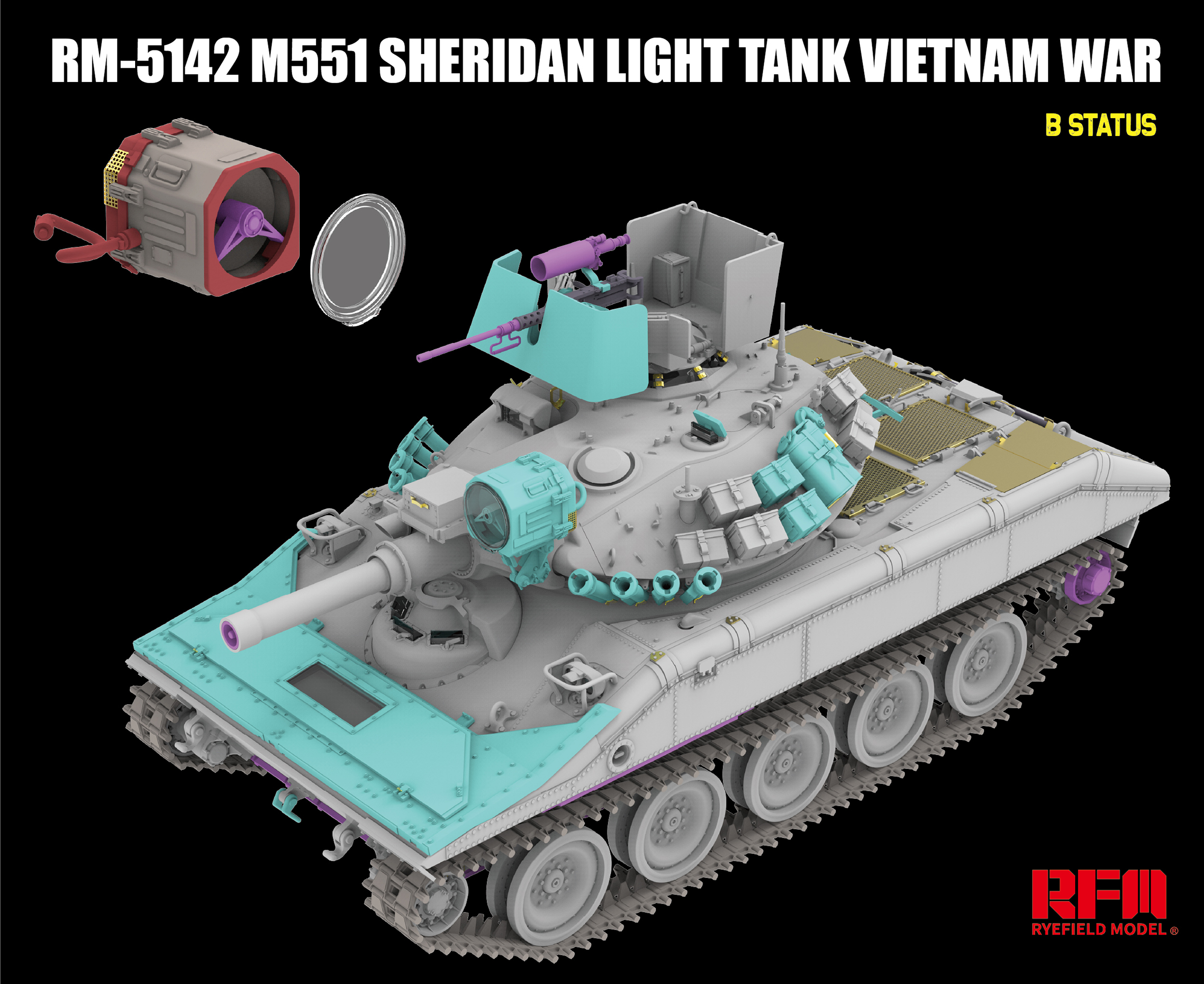 RYEFIELD 5142 1/35 M551 Sheridan Light Tank Vietnam War Model Kit