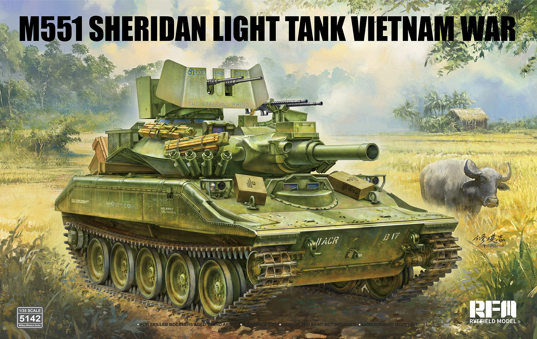 M551 SHERIDAN 1/35スケールモデルキット RYEFIELD 5142 1/35 M551 Sheridan Light Tank Vietnam War