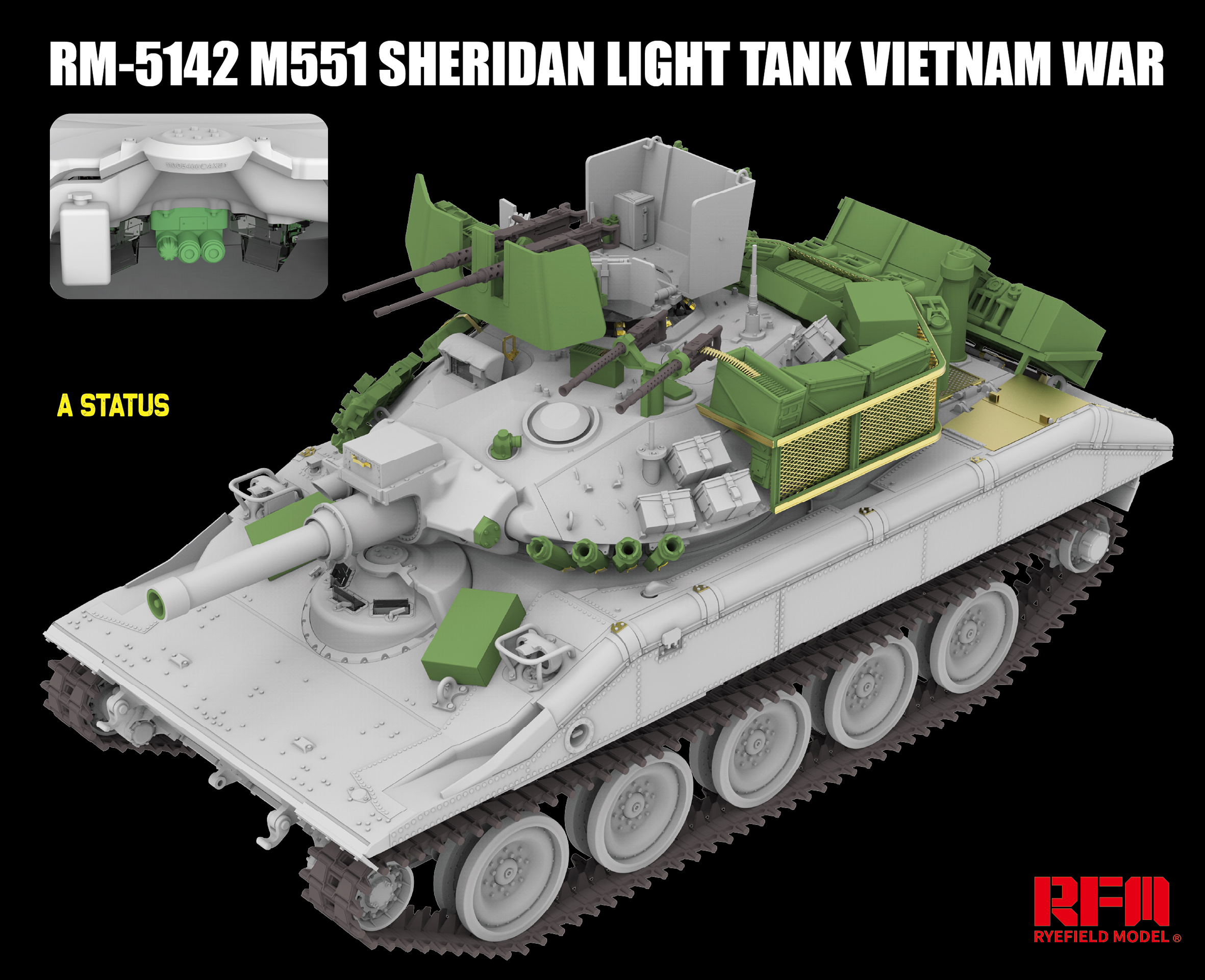 M551 SHERIDAN 1/35スケールモデルキット RYEFIELD 5142 1/35 M551 Sheridan Light Tank Vietnam War
