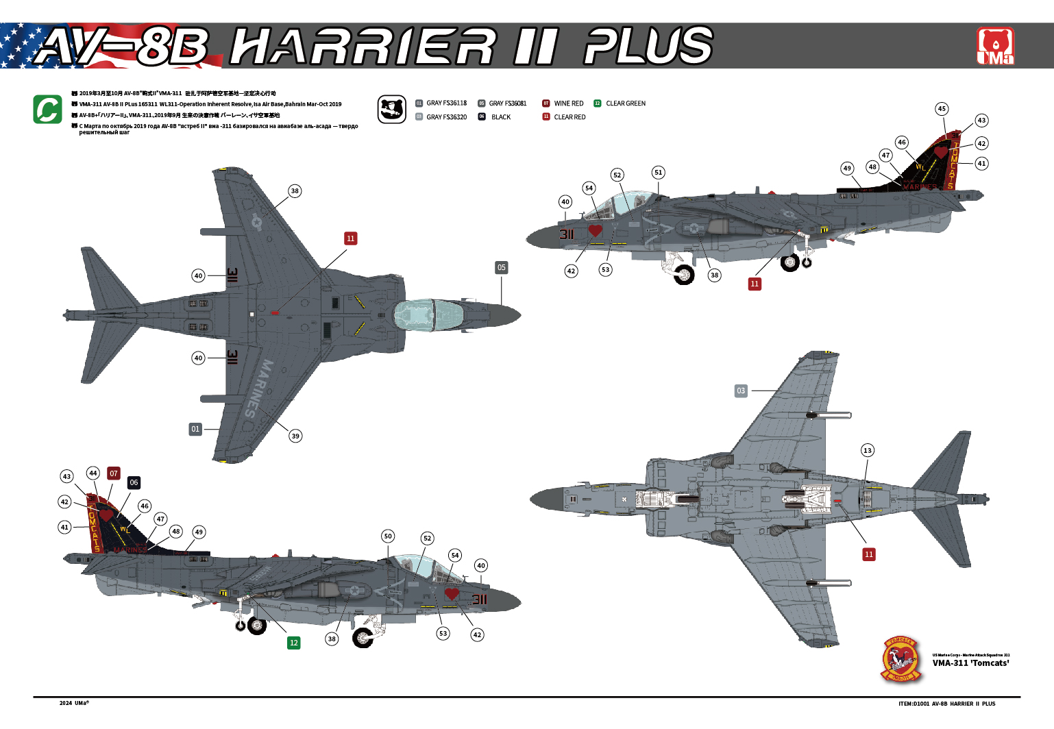 UMa Model 1/48 US D1001 AV-8B Harrier II Plus Attack