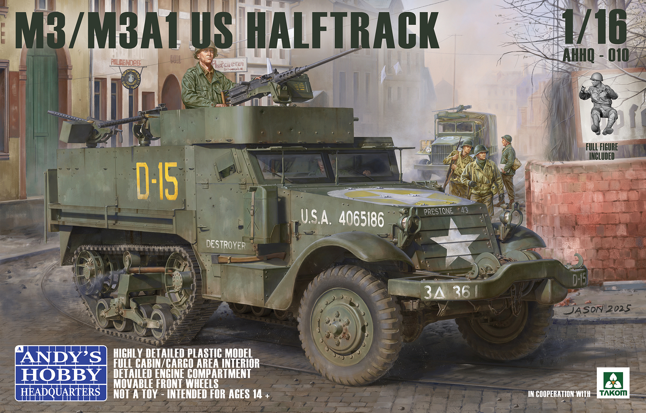 し*こ様 half track products × COLONISTA OMA TAKOM AHHQ010 1/16 M3/M3A1 US Halftrack+Figure 2in1 Military