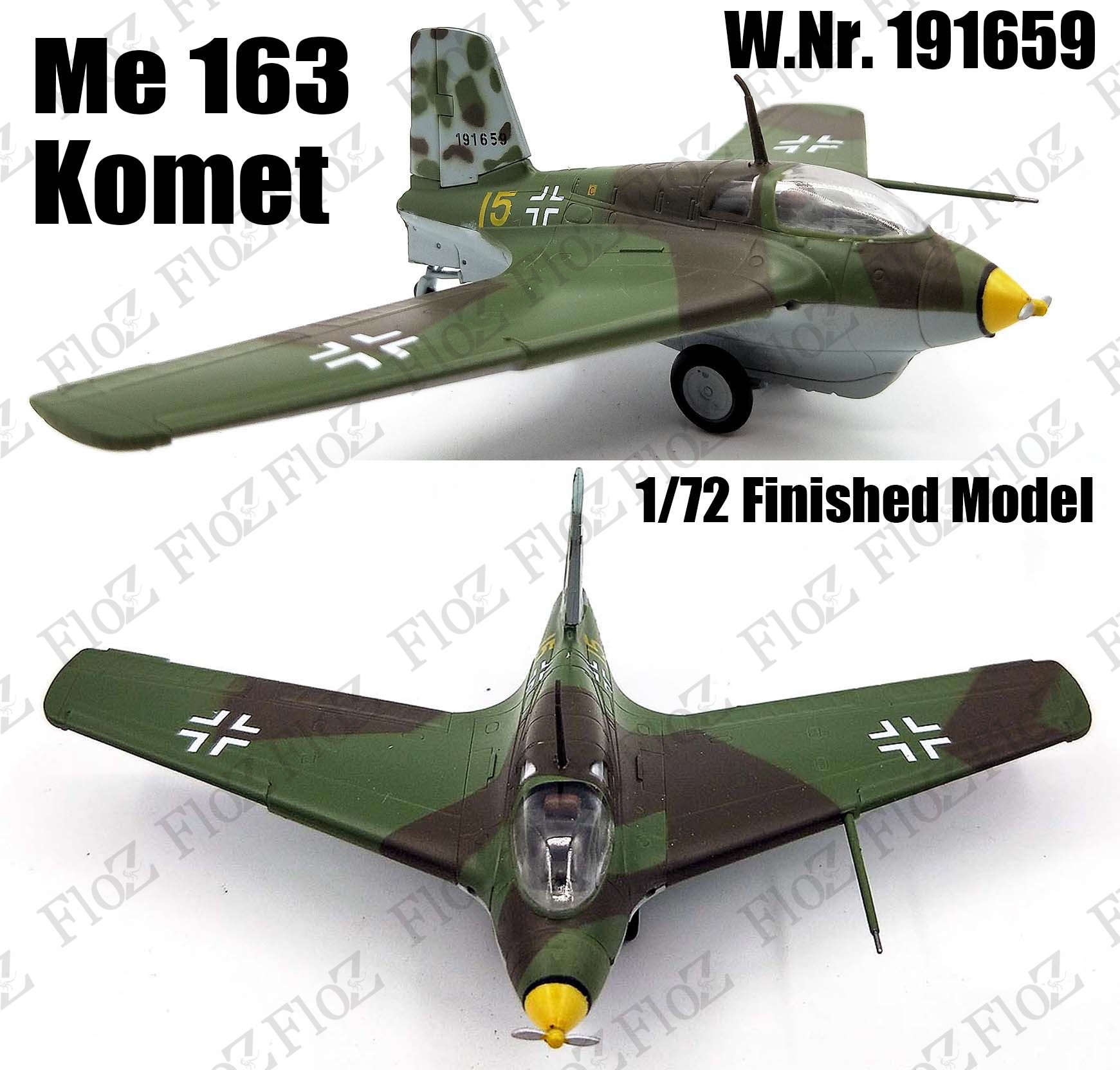 Messerschmitt Me163 B 1a Komet Amarillo 15 1 72 Acabado Plano Facil Modelo Ebay