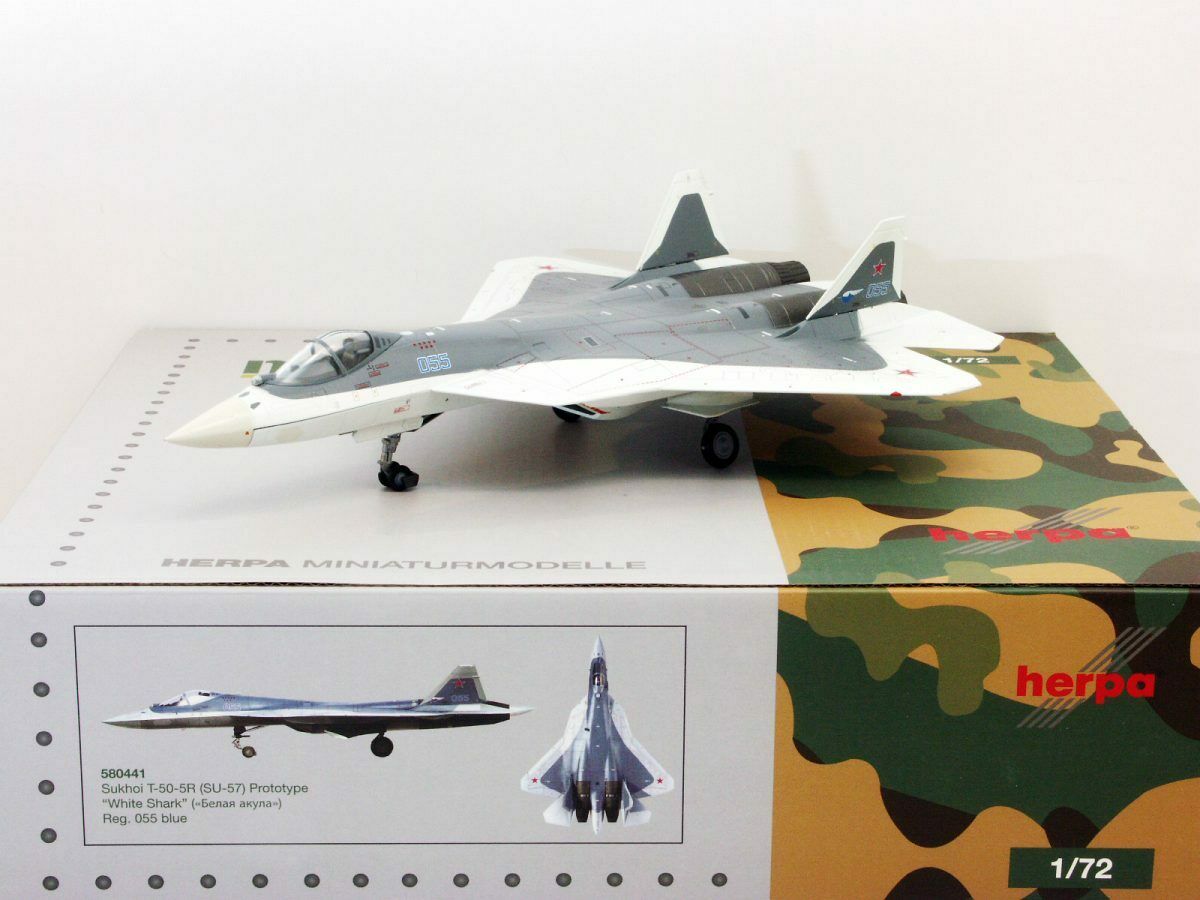 Herpa Russia Sukhoi T 50 5r Su 57 Prototype White Shark 1 72 Diecast Plane Model Ebay