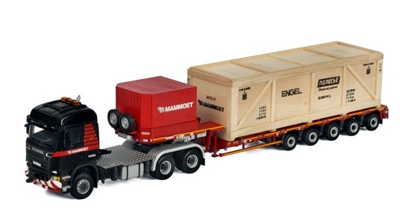 ミニカー WSI 1/50 Scania FLATROOF Nooteboom IMC 1/50 SCANIA S-Serie high roof Nooteboom flatbad trailer
